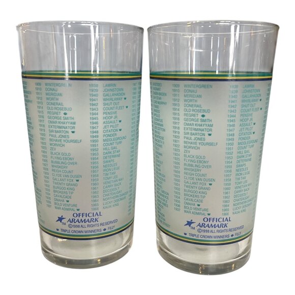 Set of 2 Kentucky Derby Mint Julep Glasses – 1999 125th Official Aramark – Vinta - Picture 2 of 5
